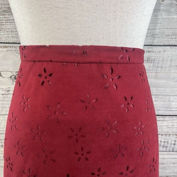 Coldwater Creek Skirt Plus size 1X Burgundy Eyelet Microfiber Long A Line Modest - Picture 4 of 12